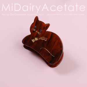 Midairy OEM ODM venta directa de fábrica <span class=keywords><strong>gato</strong></span> grabado <span class=keywords><strong>persa</strong></span> inteligente con pajarita horquilla para niñas niños accesorios para el cabello 63x40mm 4286 - Product Image 2