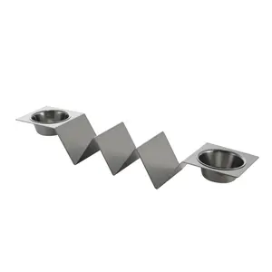Mexican Food Tableware Stainless Steel Taco Holders Set 2 Cups PC Pattern Tray Office Restaurant Use Christmas Holiday Gift Idea