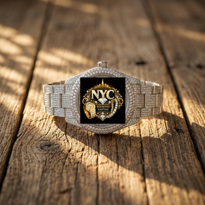 Reloj Mecánico de Lujo de Alta Calidad con Esfera Cuadrada con Diamantes Estilo Hip Hop y Logotipo de NYC - Product Image 1