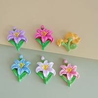 100 piezas de flores coloridas de resina, dijes de slime, cabujones de base plana para accesorios de decoración de pendientes DIY y adornos para lazos de pelo