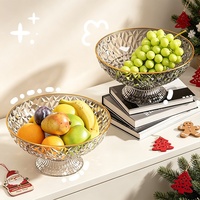 Luxe gepolijste gouden rand hoge fruit- en snoep schaal voor de woonkamer, voor het presenteren van desserts en snoepjes