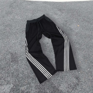 Pantalones Deportivos Personalizados para Hombre, a Rayas, de Pierna Ancha, Holgados, Apilados, Casuales, de Algodón, Cintura Media, Elásticos - Product Image 1