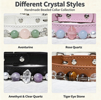 Collier pour animaux de compagnie, collier pour chat en cuir PU, collier décoratif à perles de cristal, personnalisable pour chats, petits chiens, cadeau d'Halloween