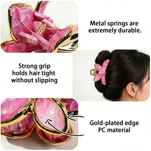 Pince à cheveux en plastique électroplaqué motif fleur d'œuf OEM, accessoires capillaires exquis et colorés pour femmes, 8 cm, vente en gros, meilleures ventes - Product Image 4