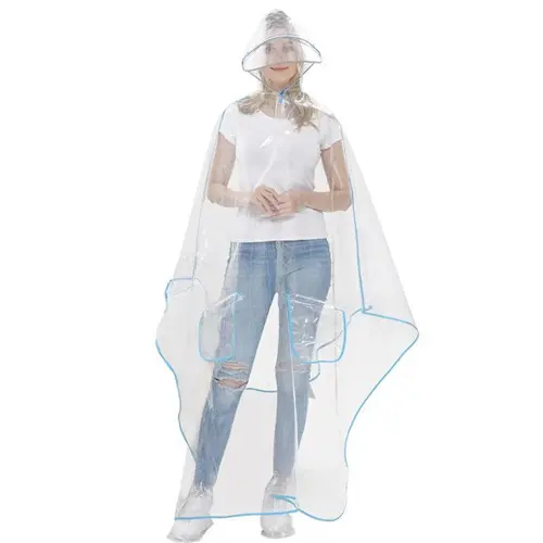 Imperméable Eva pour adultes Poncho de pluie moto réutilisable avec capuche Vente directe d'usine Cadeaux en plastique haute étanchéité Vêtements de pluie