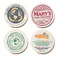 Sous-verres biodégradables personnalisés en papier grainé fait main, imprimés, plantables avec des fleurs sauvages, pour événements écologiques, bars, cafés et restaurants