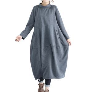 Vestidos de Mujer al por Mayor, Personalizados, de Alta Calidad, Nueva Colección de Otoño, Moda Casual, Cuello Alto, Manga Larga, Color Sólido - Product Image 3