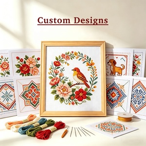 Kit de broderie au point de croix fait main style lac européen Alpes Montagne Village pour débutants – Idéal pour l'art décoratif de salon - Product Image 3