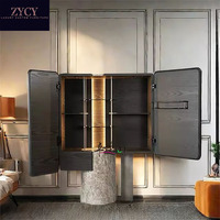 Armoire à vin moderne en bois massif avec portes à battants, 5+ tiroirs et étagères, grande capacité de rangement pour salon, bar à domicile, hôtel