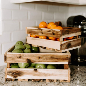 Grandes caisses en bois non finies avec poignées 12.0 \ "D X 9.50 \" H X 18.0 \ "-pour emballage et stockage de légumes 3-Pack - Product Image 3