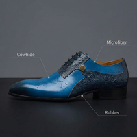 Chaussures habillées en cuir de vachette pour hommes, style Brock, à lacets, avec perforations gravées et motifs embossés, pour affaires, mariage, bureau et soirée