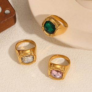 แหวนแฟชั่นผู้หญิงทรงเรขาคณิตประดับเพชรซิร์คอนทรงรี ของขวัญเครื่องประดับ แหล่งผลิตอี้หวู่ รุ่น TR4371 - Product Image 1