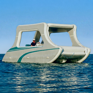 <b>Large</b> Size 4-8 Persons Stable PVC <b>Inflatable</b> Sport Catamaran Pontoon Boat with Anti-slip Floor for Fishing - Product Image 1