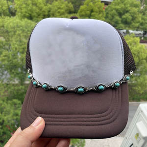 2024 nouveau à la mode amovible Western Turquoise pierre charme camionneur chapeau chaîne bohème Cowboy Turquoise camionneur chapeau chaînes - Product Image 2