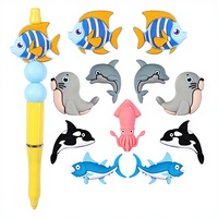 Perles en vrac en PVC et silicone en forme d'animaux marins 3D (Dauphin) pour la fabrication de bracelets, porte-clés et stylos DIY