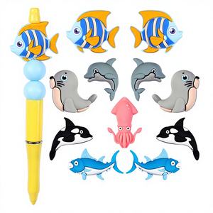 Perles en vrac en PVC et silicone en forme d'animaux marins 3D (Dauphin) pour la fabrication de bracelets, porte-clés et stylos DIY - Product Image 4