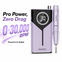 HOWYEA Professionnel 30000RPM Ponceuse à Ongles Électrique Rechargeable sans Fil Portable avec Balais en Carbone pour Manucure Pédicure en Salon