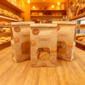 Sacs de boulangerie en papier sulfurisé avec fenêtre, en matériaux recyclés, fermeture à lien métallique pour biscuits, snacks, bonbons et perles - Product Image 1