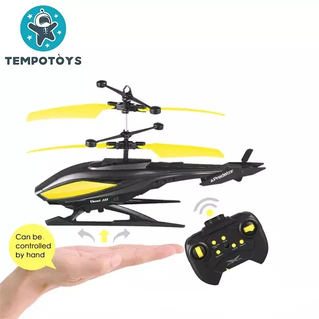 Tempo Toys Remote Control Copter Toy Hand Operated 2-Channel RC Helicopter Aircraft Flying Toy