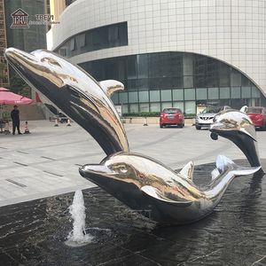 海辺の装飾用金属製動物彫刻 ステンレス鋼の魚とイルカの像 - Product Image 6