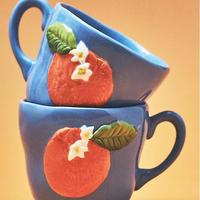 Ensemble de tasses et de mugs en céramique orange vibrant avec assiette, design moderne, passe au lave-vaisselle et au micro-ondes, pour la maison, pour le café/le thé
