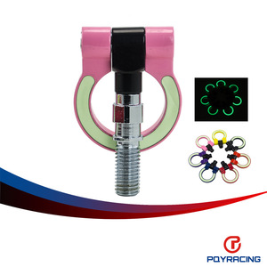 Poyracing Crochet de remorquage éclairé en acier rose pour voitures JDM Toyota FAW JP - Product Image 1