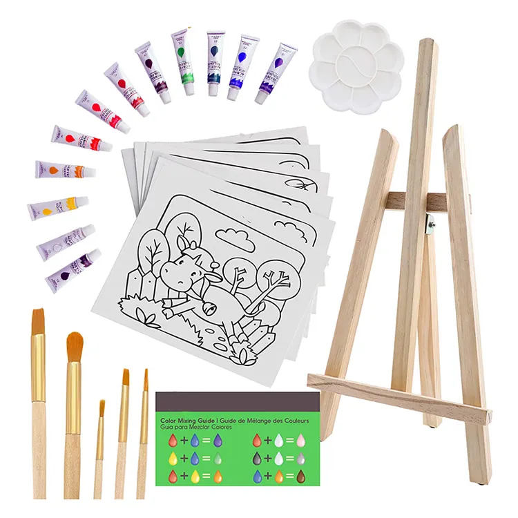 Conjunto de arte de dibujo para niños, 26 piezas, lienzo acrílico para padres e hijos, suministros de arte