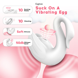 Best-Selling Foreign Trade White Swan Suction Vibrator for Sex Toy 10 Modes Waterproof Button <b>Operated</b> for Female - Product Image 1