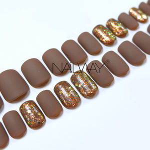 Nailway - 24 <span class=keywords><strong>Uñas</strong></span> <span class=keywords><strong>Postizas</strong></span> Cortas Cuadradas en Color Marrón Mate y Brillante - Product Image 3