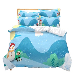 Juego de <span class=keywords><strong>cama</strong></span> con diseño de copos de nieve y muñeco de nieve para niños, Sábana de edredón, cofre de nieve, temporada de invierno - Product Image 1