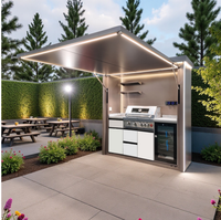 Cuisine extérieure tout-en-un moderne en acier inoxydable de la série KS Elite avec réfrigérateur et station TV intégrée pour usage hôtelier