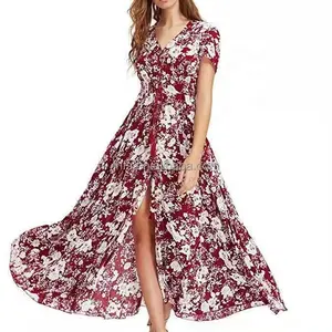 2021 New Design Fashion Casual Women Summer Clothes Dress Bohemian Off Shoulder Party Cocktail Girls' Dresses