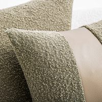 Topfinel moelleux texturé taies d'oreiller décoratives mousse vert boules housses de coussin avec simili cuir
