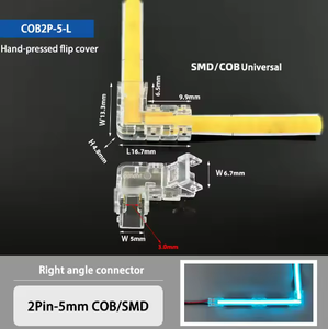 L kết nối nhanh chóng 5mm <span class=keywords><strong>8mm</strong></span> 10mm hàn miễn phí 2pin L hình dạng solderless pha lê góc góc kết nối COB SMD <span class=keywords><strong>LED</strong></span> Strip ánh sáng - Product Image 2