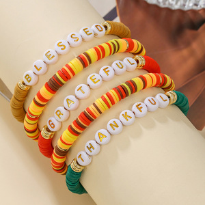 Pulsera de Cuentas con Letras de Calabaza de Varias Capas para Mujer, Regalo de Acción de Gracias, Joyería, Accesorio de Moda Unisex - Product Image 2