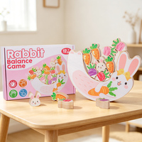 Nouveau jouet d'équilibre en bois Montessori en forme de lapin, jeu de blocs à empiler, coordination œil-main, jouet d'apprentissage précoce pour les garçons et les filles d'âge préscolaire