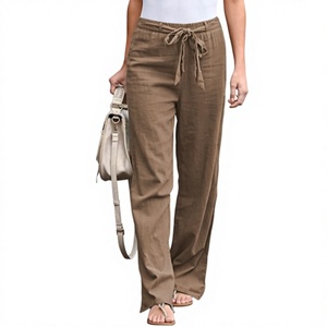 Pantalones de Lino y Algodón para Mujer, Talla Grande, Cintura Elástica, Largura hasta el Tobillo - Product Image 1