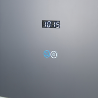 Miroir de salle de bain intelligent à LED anti-buée avec rétroéclairage, capteur tactile, lumière à intensité variable, horloge numérique, montage mural