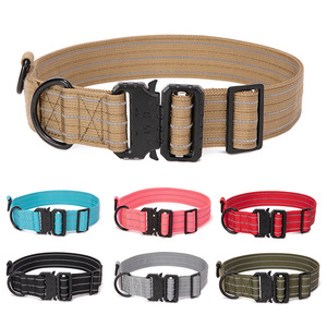 Coleira Tática para Cães de Alta Qualidade com Costura Refletiva em Nylon Ajustável e Fivela D-Ring para Treinamento de Animais de Estimação - Product Image 3