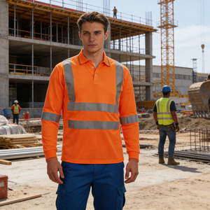 Polo a Maniche Lunghe con Strisce Riflettenti, Asciugatura Rapida, Traspirante, Anti-umidità, <span class=keywords><strong>Abbigliamento</strong></span> <span class=keywords><strong>da</strong></span> Lavoro per Sanificazione e Giardinaggio - Product Image 4