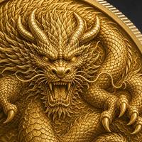 Pièce de monnaie commémorative de luxe plaquée or 24 carats, dragon chinois, relief 3D, animal mythique, pièce souvenir avec boîte cadeau en bois