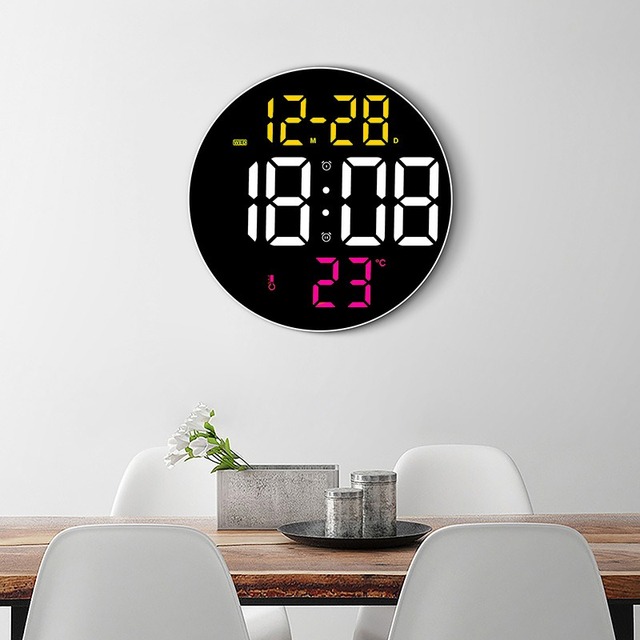 Huayang 8010 9 Inch LED Digital Clock with Remote Control Wall or Desk Use Multi Function Display for Living Room Bedroom
