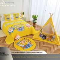 Décoration de chambre parent-enfant sur le thème de l'hôtel : licorne arc-en-ciel de dessin animé, drap de lit, couvre-lit, tapis de sol, oreiller, tente pour séjour à la maison
