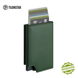 Portefeuille minimaliste en cuir RFID TILONSTAR TVC502, étui en aluminium unique pour cartes de crédit, avec fonction pop-out - Product Image 2