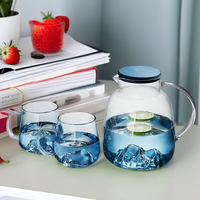 Ensemble de carafe et de verres à jus d'eau en verre borosilicate coloré pour la maison, verres à bière, 1800 ml, réutilisable, anti-fuite, avec manchon en silicone