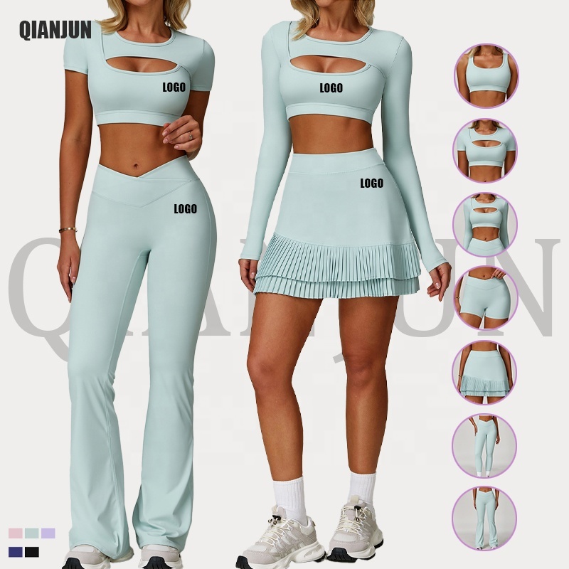 Custom Arrivals 7-Piece Active Women's Yoga Set Breathable Gym Sports Wear Elastic Waist Scrunch Butt Leggings for Workout