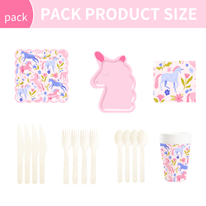Décorations de fête d'anniversaire licorne rose DAMAI, ensemble de vaisselle sur le thème de la licorne, comprenant des assiettes et des gobelets en papier pour les fournitures de fête pour enfants - Product Image 3