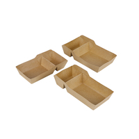 Plateau rectangulaire personnalisé en papier kraft jetable pour sushis, gaufres, hot-dogs, frites, snacks et restauration rapide, avec finition brillante ou mate