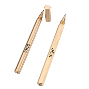 Bolígrafo cilíndrico hexagonal de bronce metálico al por mayor, ideal para regalo empresarial con impresión y material de latón, ideal para promoción. - Product Image 1