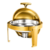 Plat de service de luxe Liyunda Roll Top pour buffet, ensemble chauffe-plats doré pour l'hôtellerie et la restauration